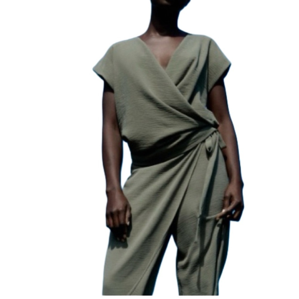 Zara Army Green Wrap Blouse, Size XL